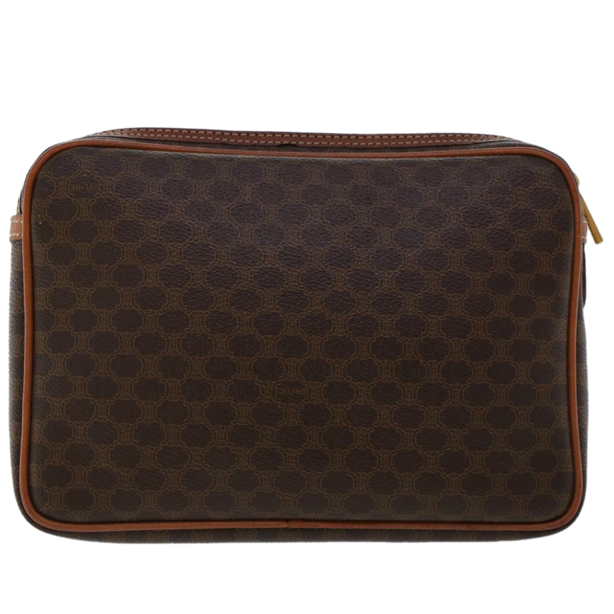 Luxury CELINE Macadam Canvas Clutch Bag PVC Leather Brown ep870