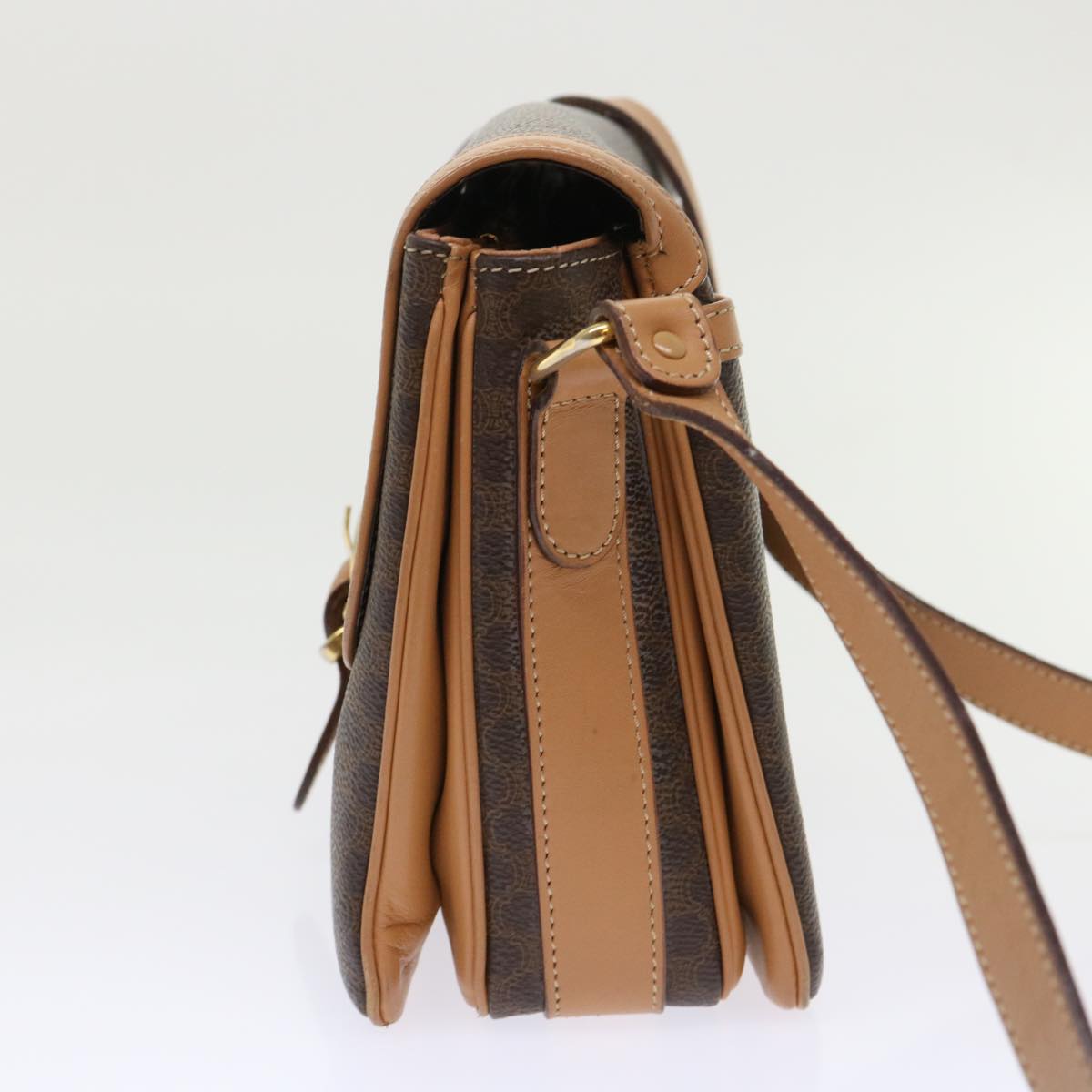 Luxury CELINE Macadam Canvas Shoulder Bag PVC Leather Brown ep905