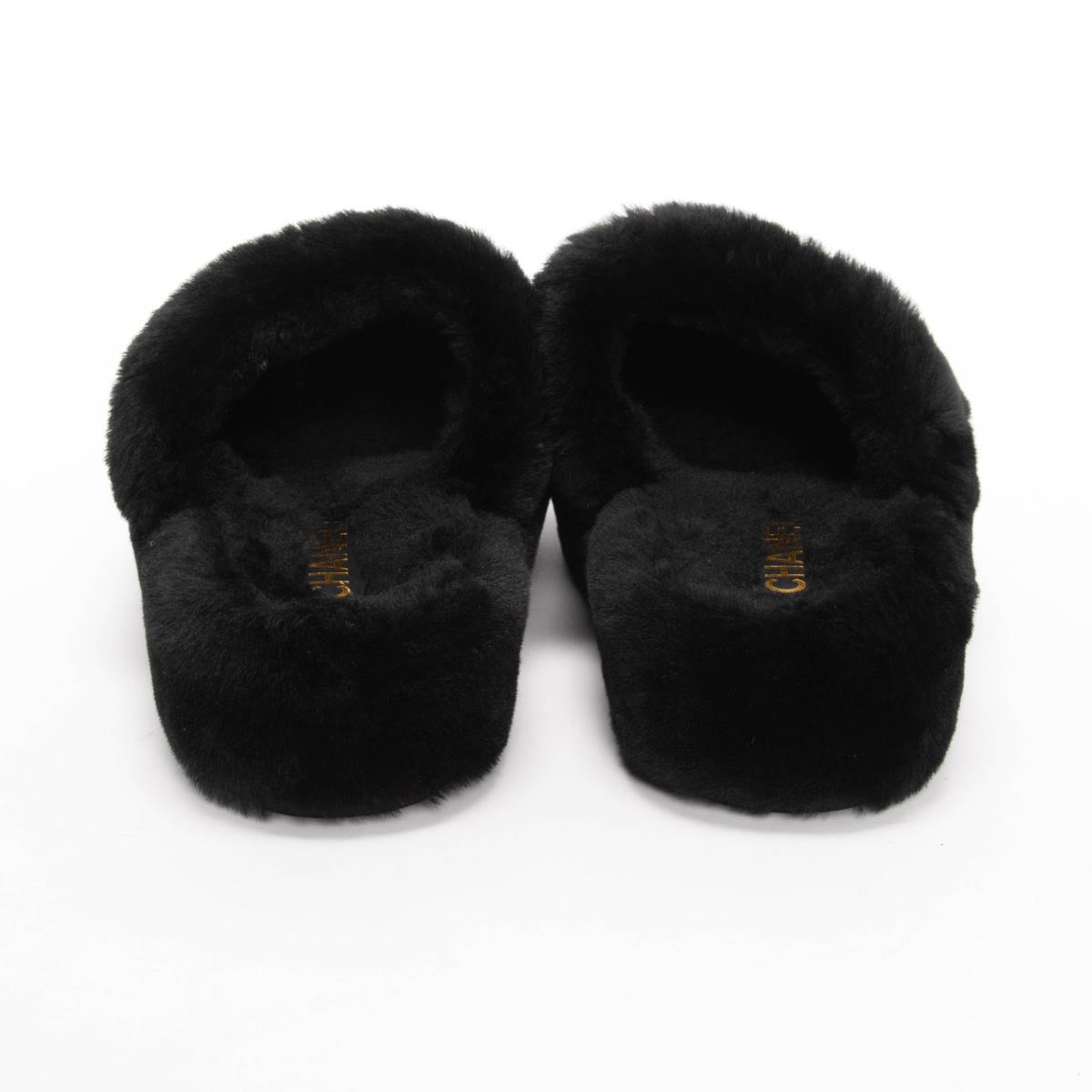 Chanel Black Shearling CC Travel Slippers Clutch Bag - Rovelle Bags