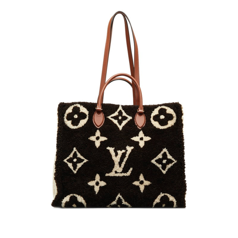 Louis Vuitton Monogram Teddy Onzagore GM Torta Bag M55420 Brown Ivory Mouton Leather Louis Vuitton