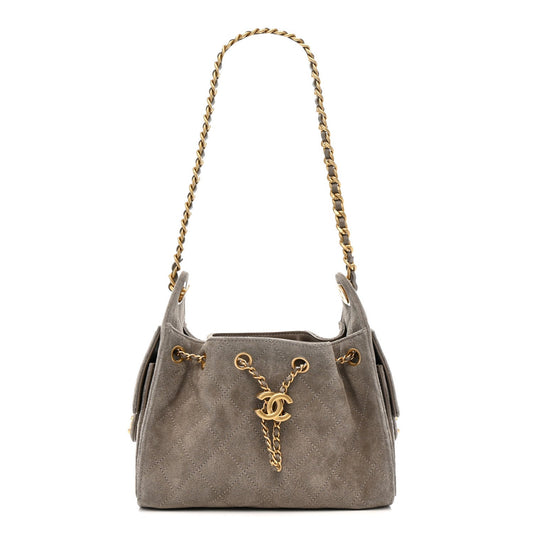 Chanel Suede Quilted Mini Chanel 25 Handbag - Rovelle Bags