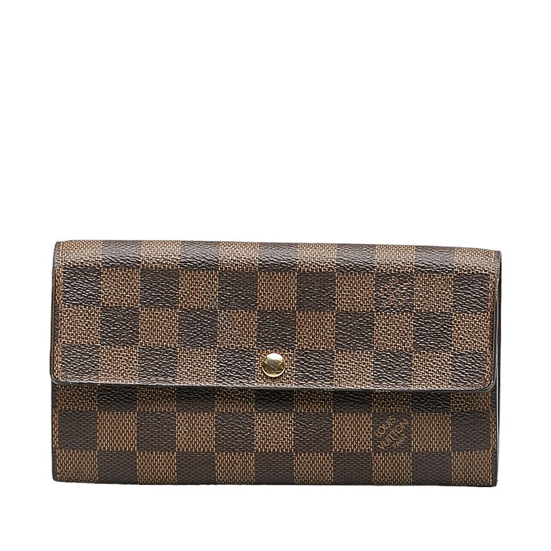 Louis Vuitton Damiere Portfolio Sarah Long Wallet N61734 Brown PVC Leather Louis Vuitton Long Wallet
