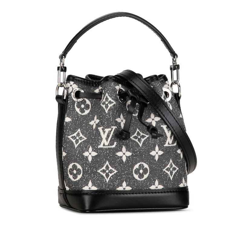 Louis Vuitton Monogram Nanoe Handbag 2WAY M46449 Gr Black Denim Leather Louis Vuitton