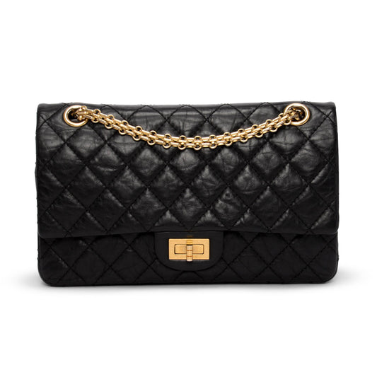 Chanel Black Distressed Calfskin 2.55 Reissue Flap Bag - Rovelle Bags