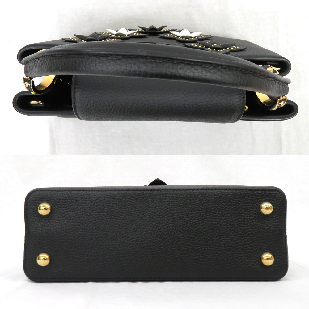 Louis Vuitton Capsine PM M53850 Flower Tinsel Handbag 2WAY Shoulder Bag Noir Black Leather G Quality Wood