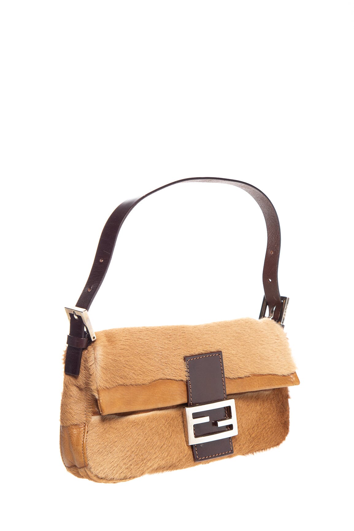Fendi Brown Fur and Leather Baguette