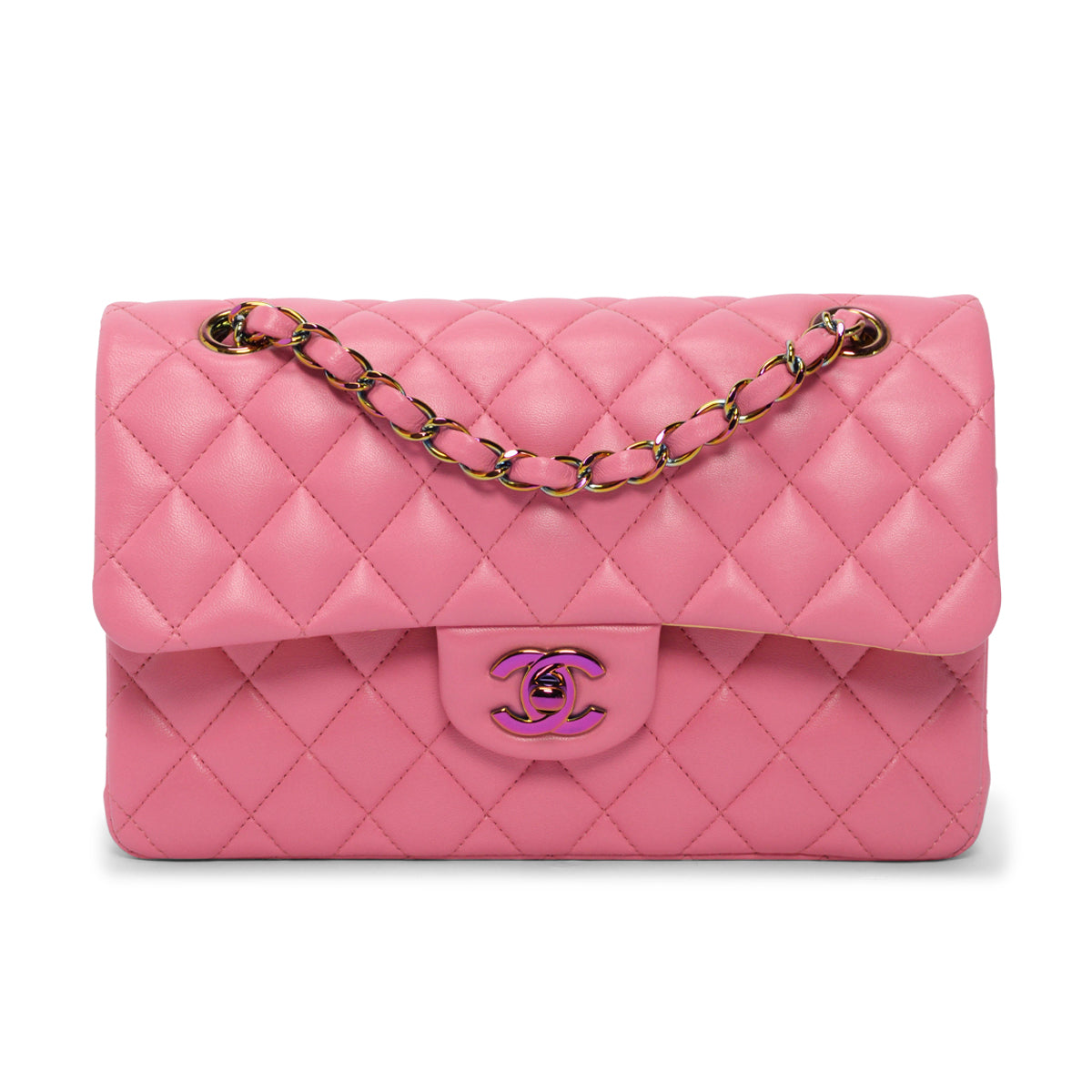 Chanel Pink & Yellow Quilted Lambskin Flap Bag - Rovelle Bags