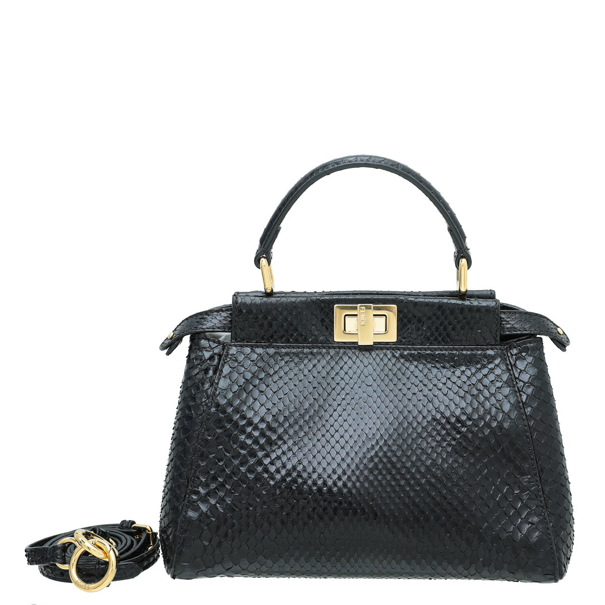 Fendi Black Python Peekaboo Iconic Mini Bag