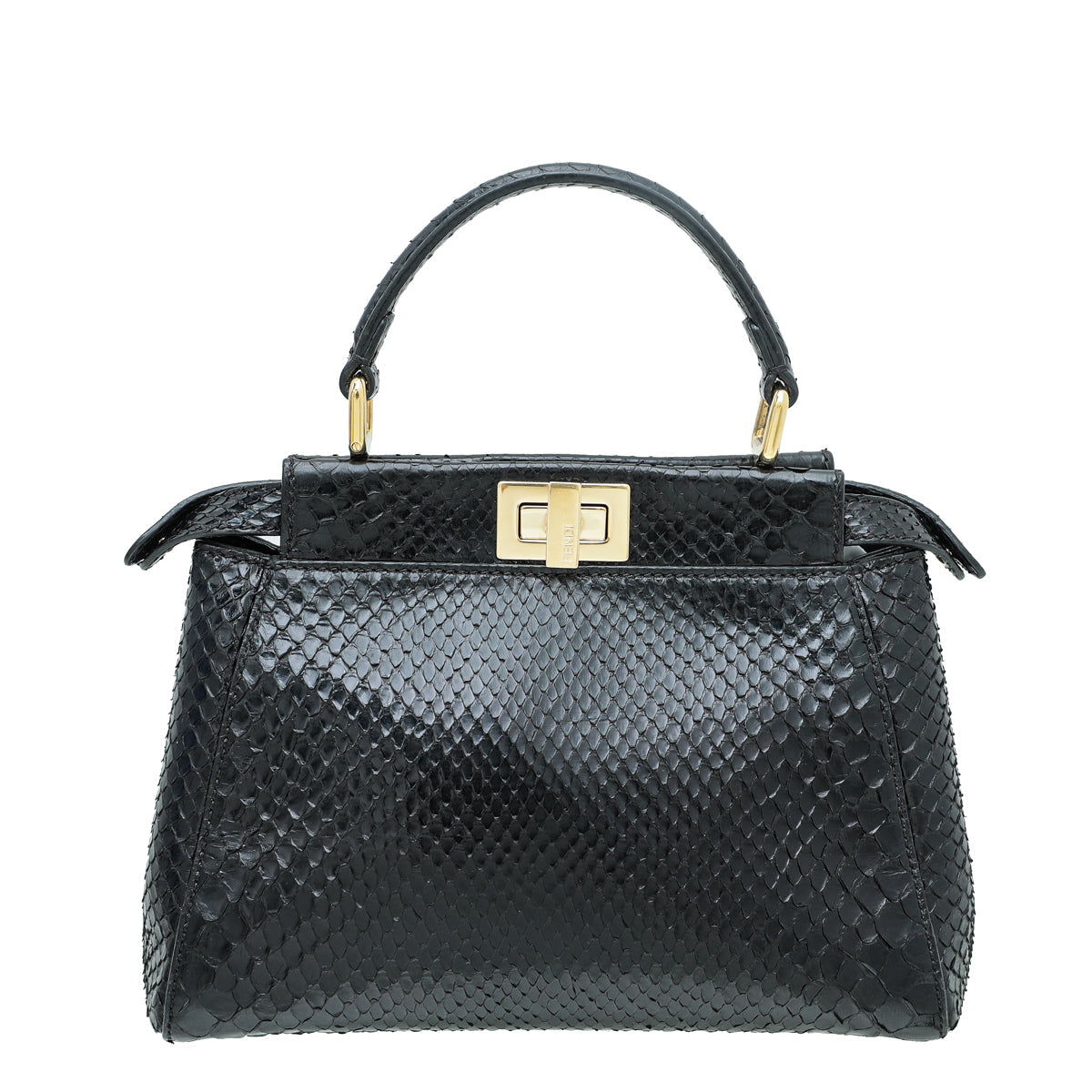 Fendi Black Python Peekaboo Iconic Mini Bag