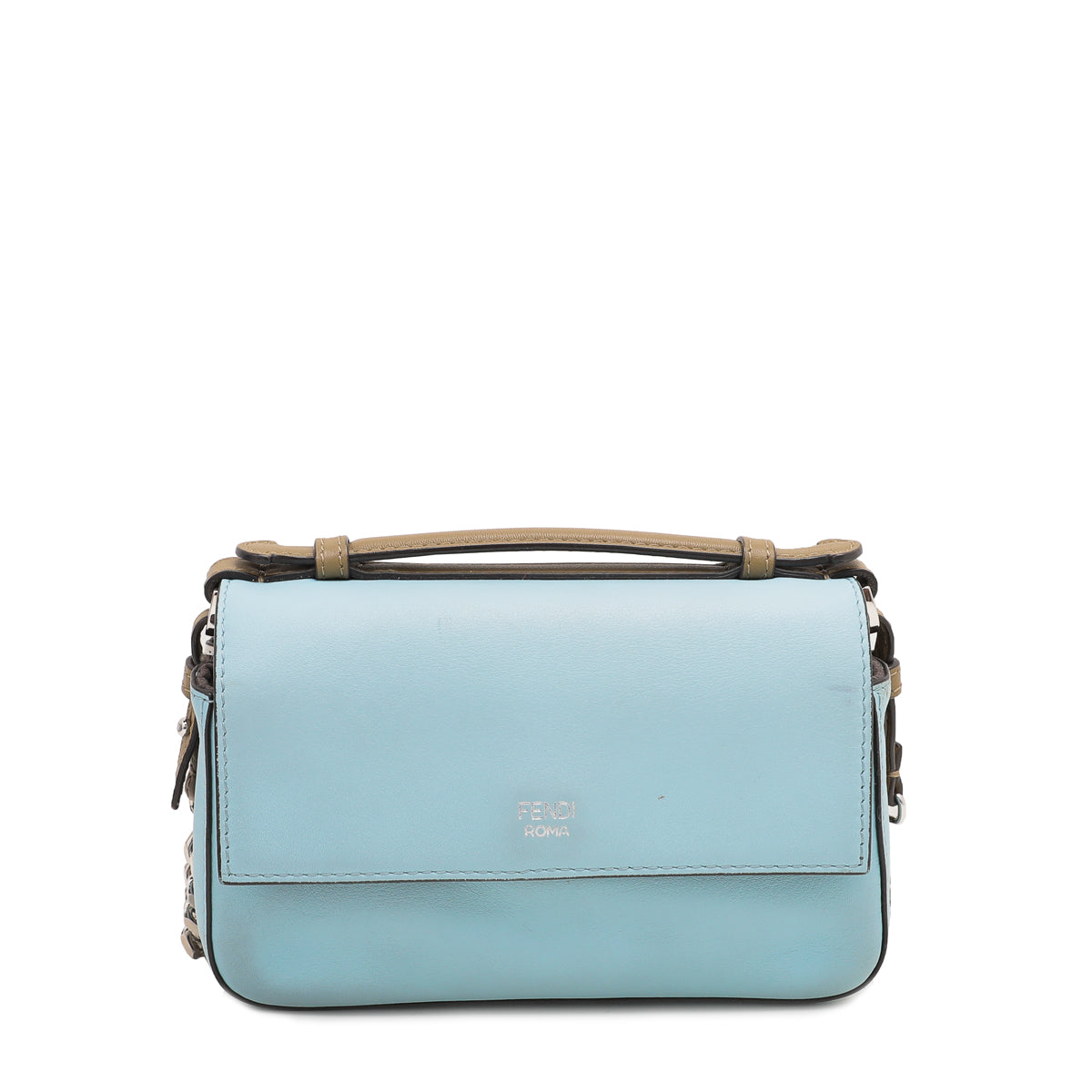 Fendi Bicolor Double Baguette Studded Embroider Bow Micro Bag