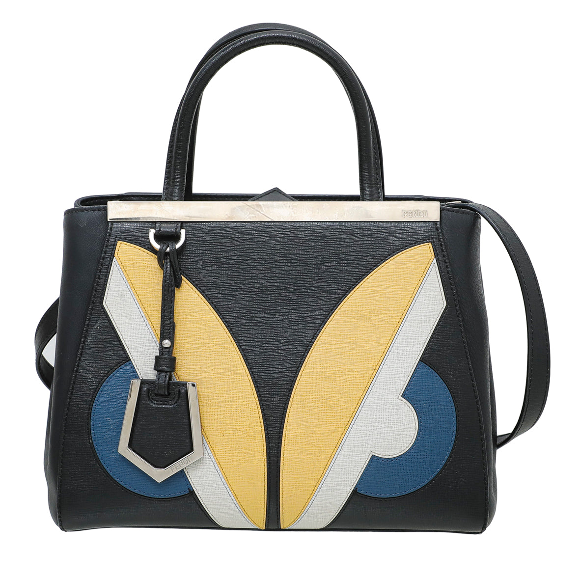 Fendi Black Multicolor Monster Eye 2 Jours Bag