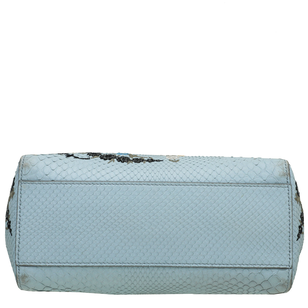 Fendi Light Blue Python Embroidered Peekaboo Bag