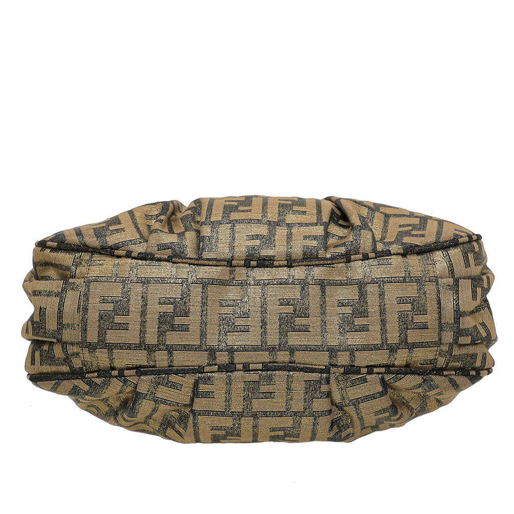 Fendi Tobacco Gold Zucca Metallic Tote Small Bag