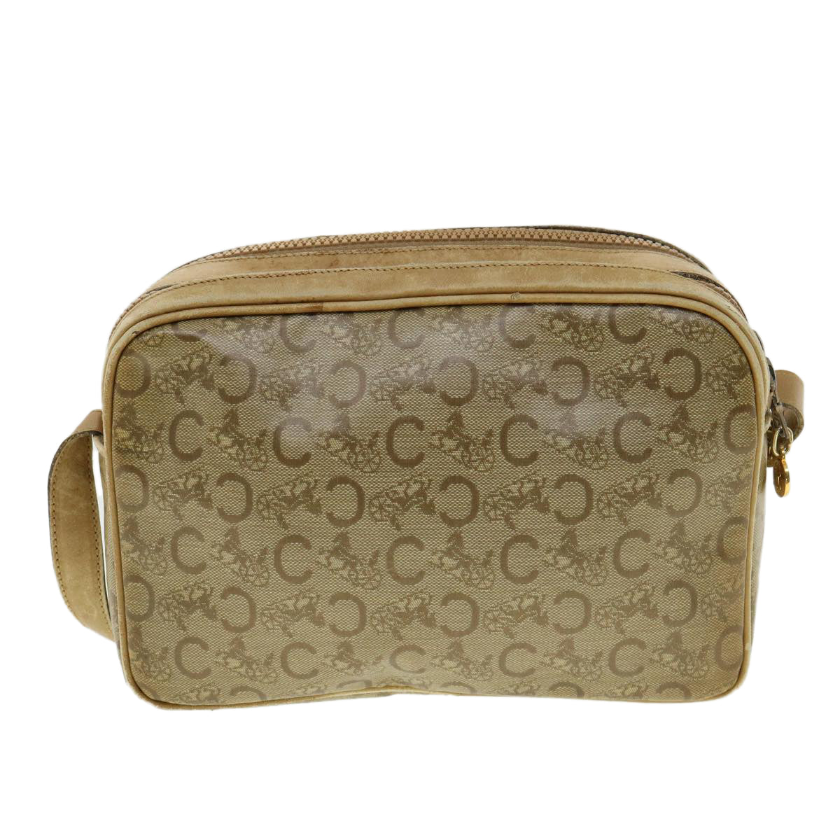 Luxury CELINE C Macadam Canvas Shoulder Bag Beige fm1641