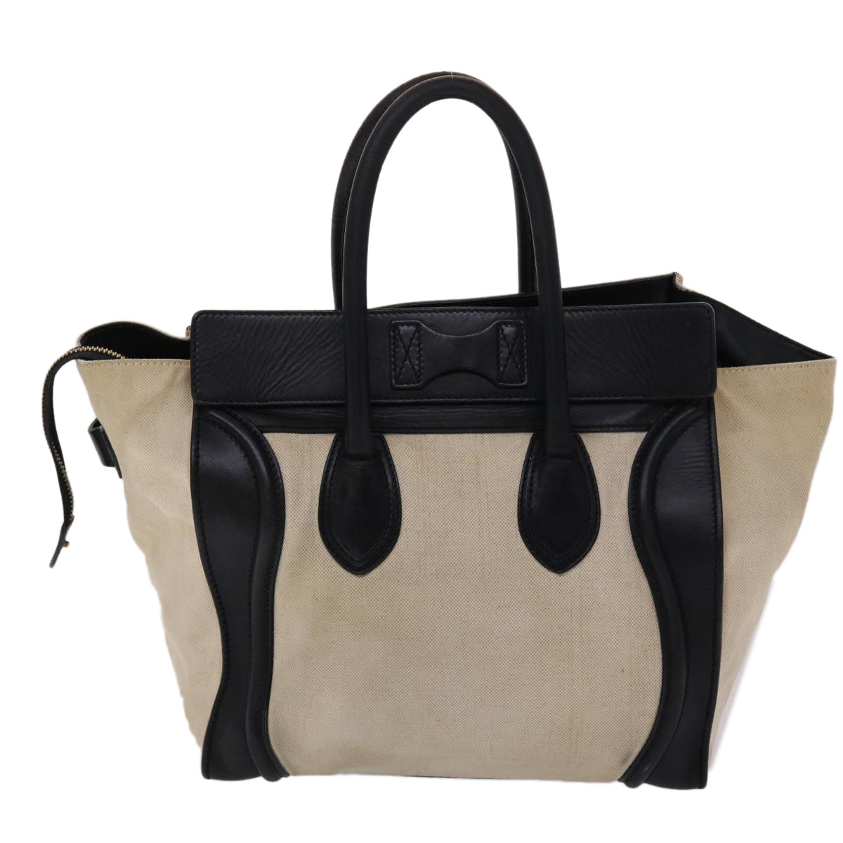 Luxury CELINE Luggage Mini Shopper Hand Bag Canvas Leather Beige fm2541
