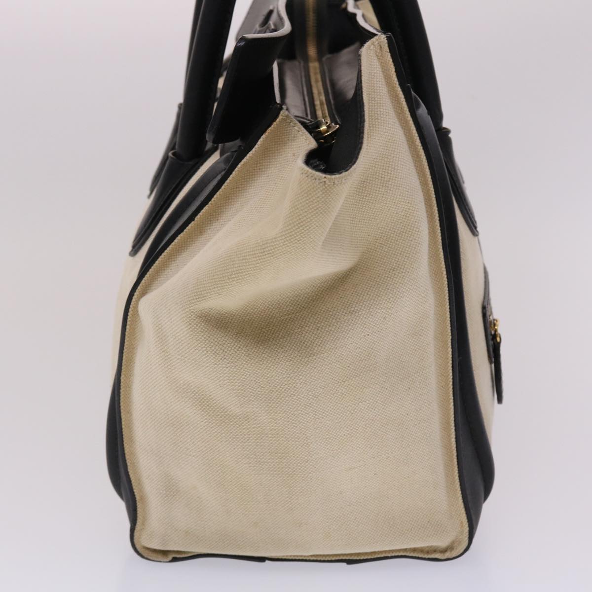 Luxury CELINE Luggage Mini Shopper Hand Bag Canvas Leather Beige fm2541