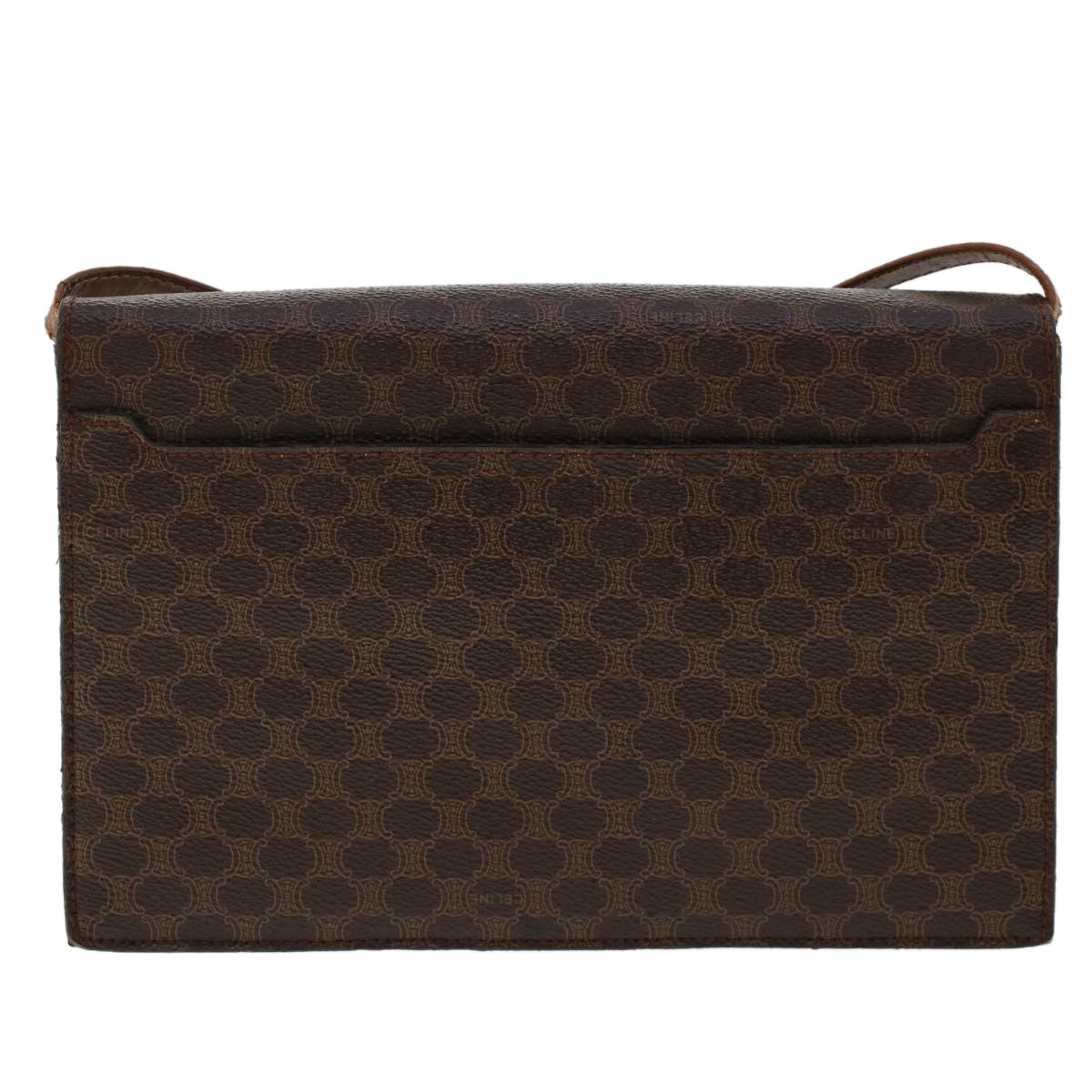 Luxury CELINE Macadam Canvas Shoulder Bag PVC Leather Brown fm2547