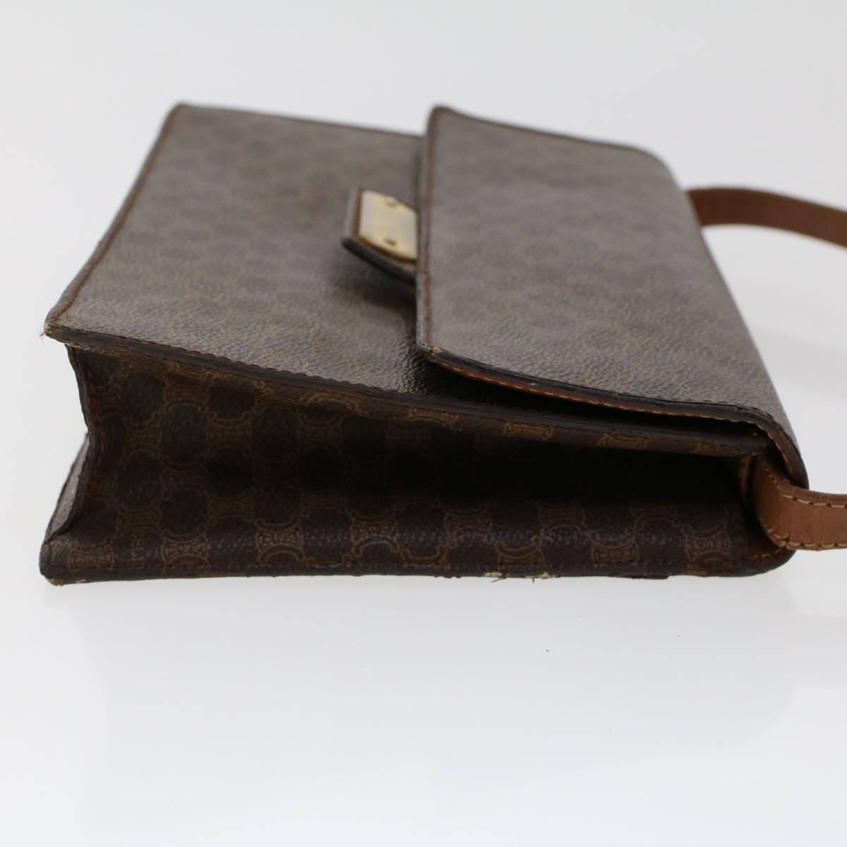 Luxury CELINE Macadam Canvas Shoulder Bag PVC Leather Brown fm2547