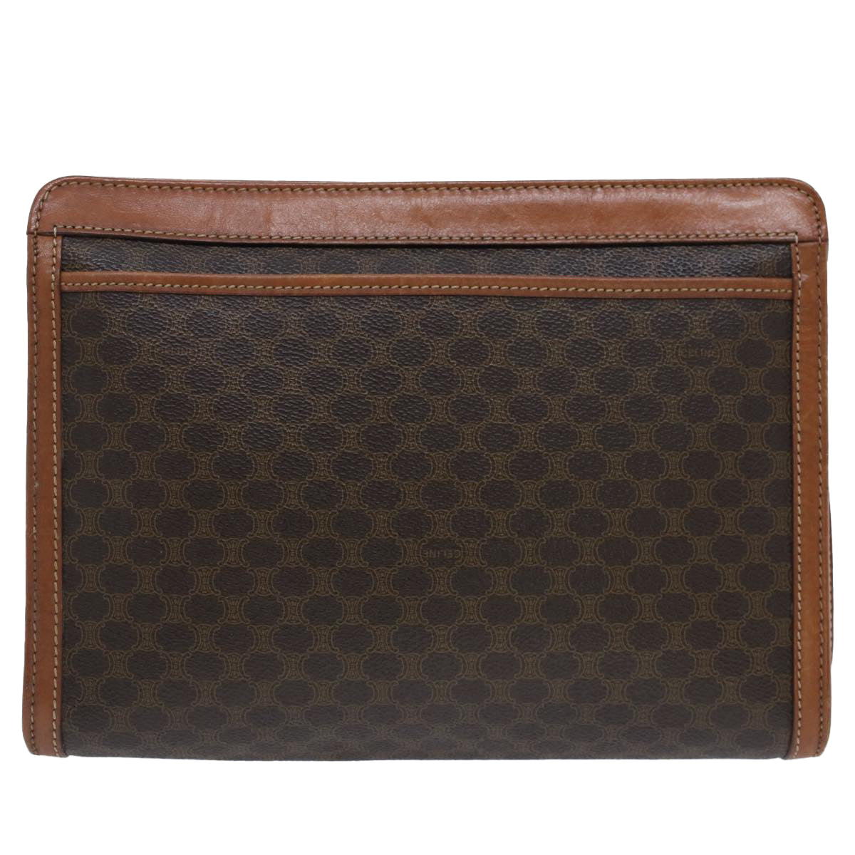 Luxury CELINE Macadam Canvas Clutch Bag PVC Leather Brown fm2642