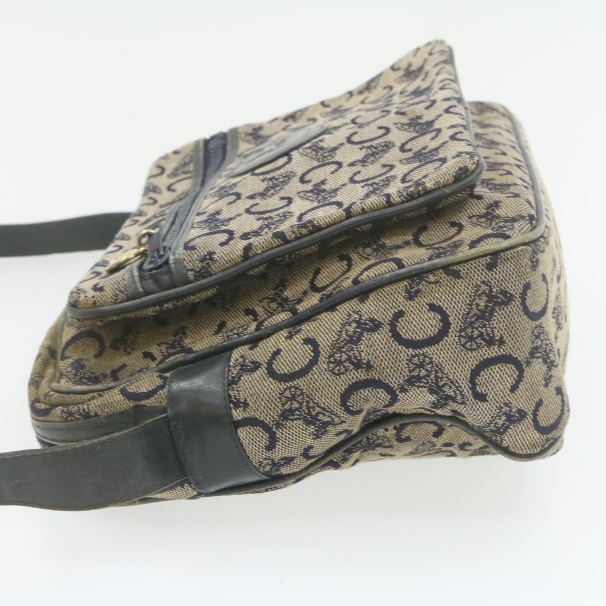 Luxury CELINE Horse Carriage C Macadam Canvas Shoulder Bag Navy Blue fm272