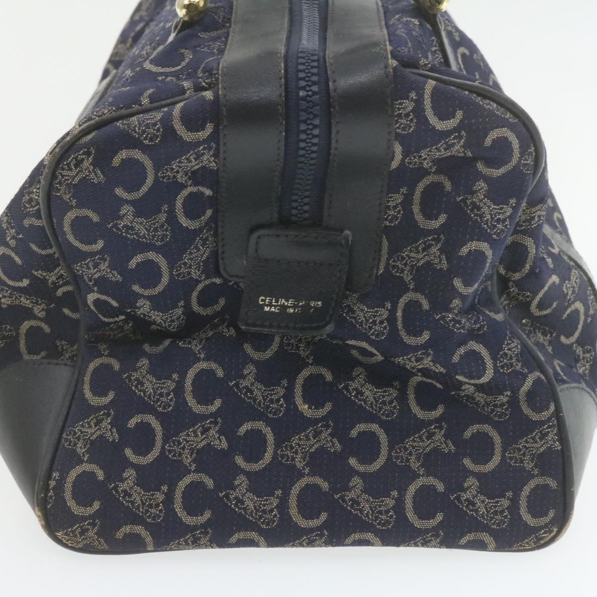 Luxury CELINE horse carriage C Macadam Canvas Hand Bag Navy Blue fm274