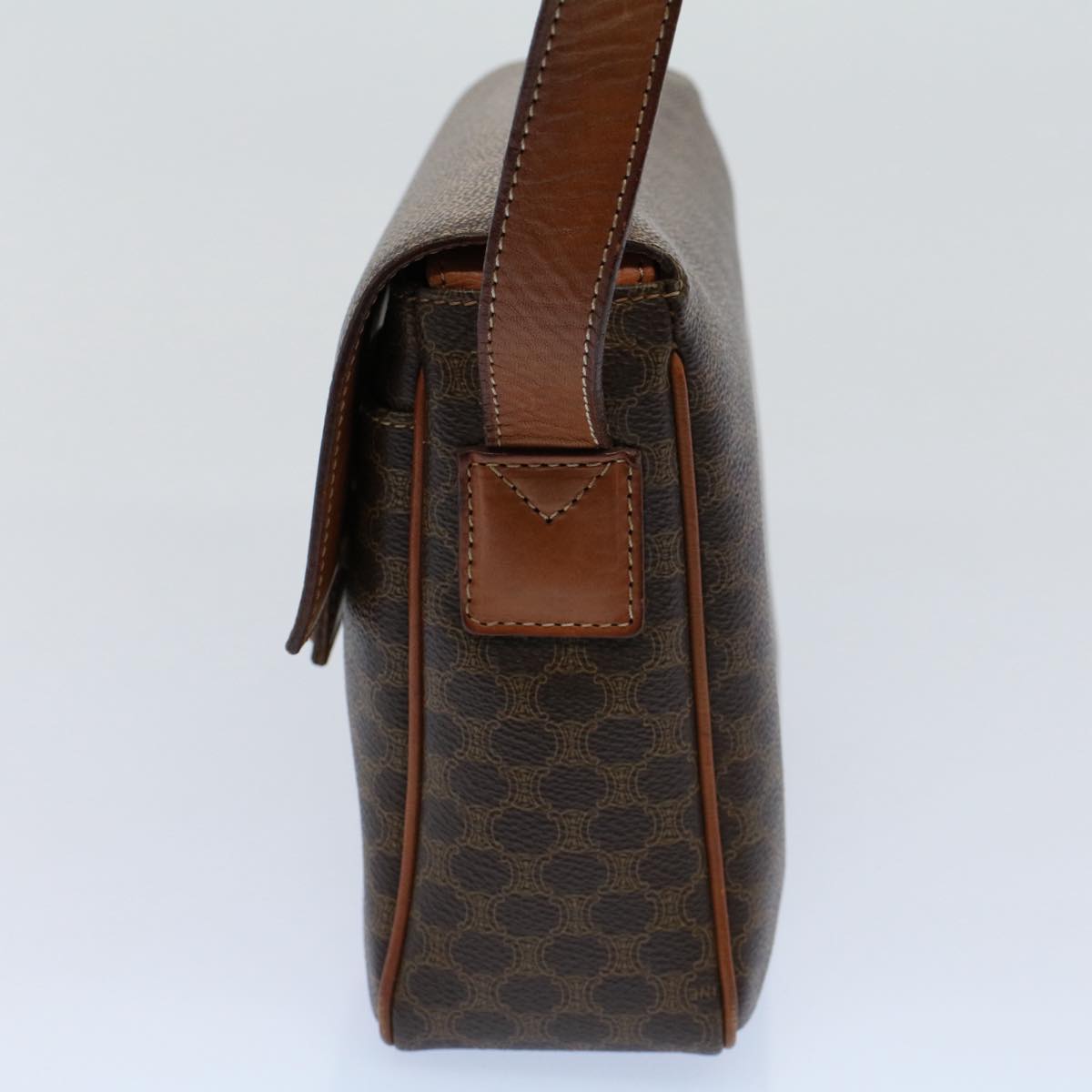 Luxury CELINE Macadam Canvas Shoulder Bag PVC Leather Brown fm2799