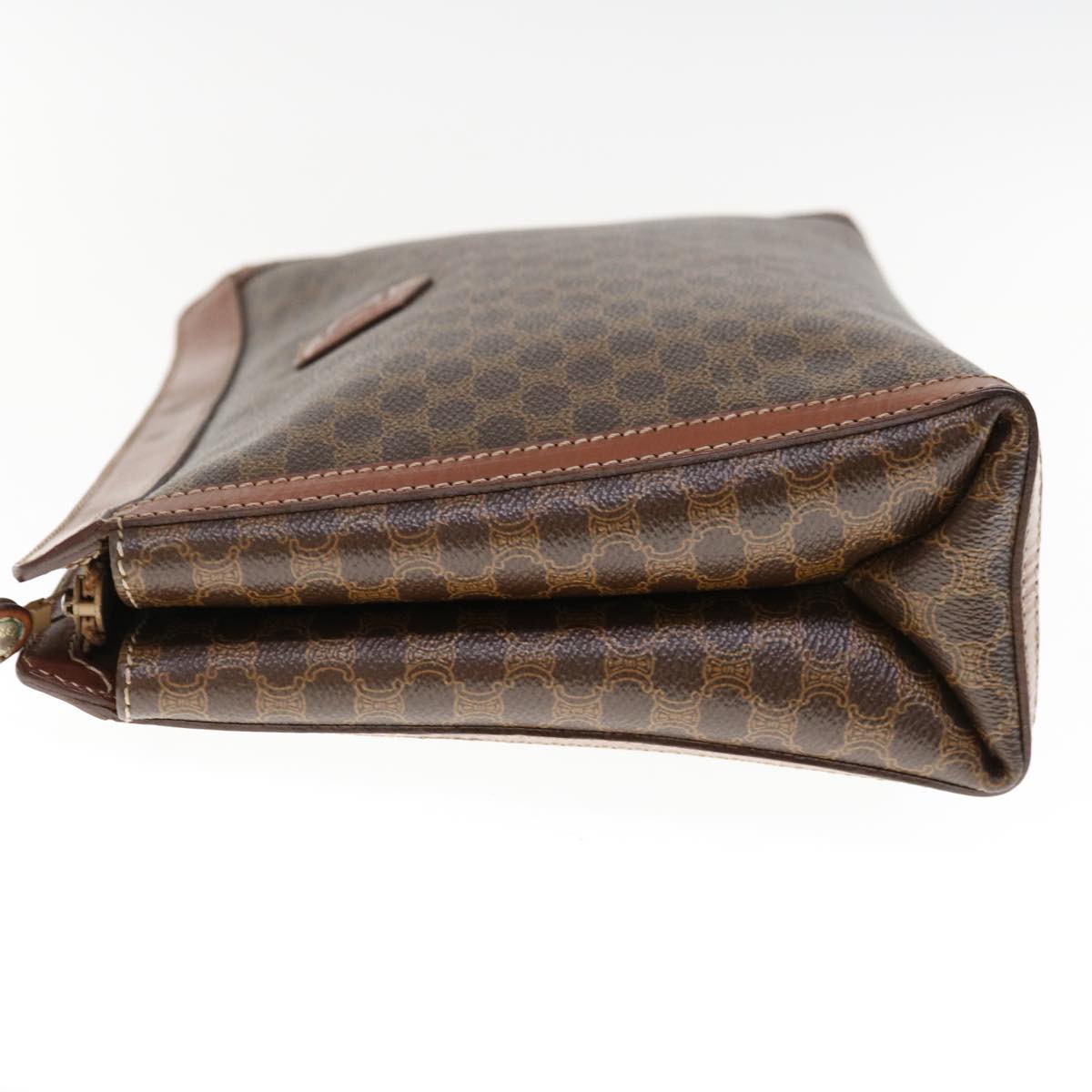 Luxury CELINE Macadam Canvas Clutch Bag PVC Leather Brown fm3157