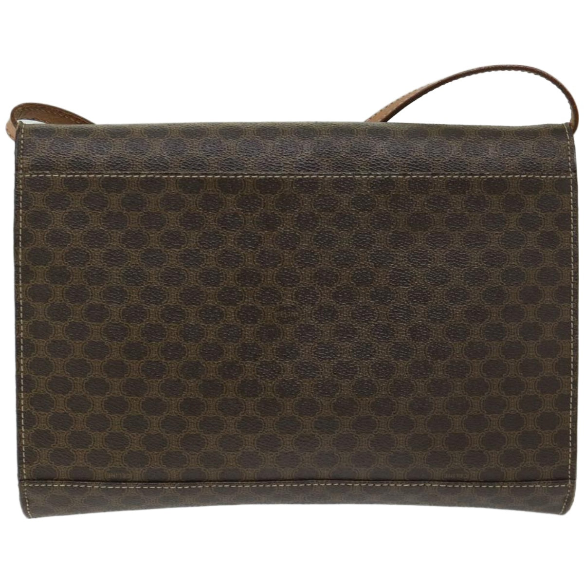 Luxury CELINE Macadam Canvas Circle Shoulder Bag PVC Leather Brown fm3202