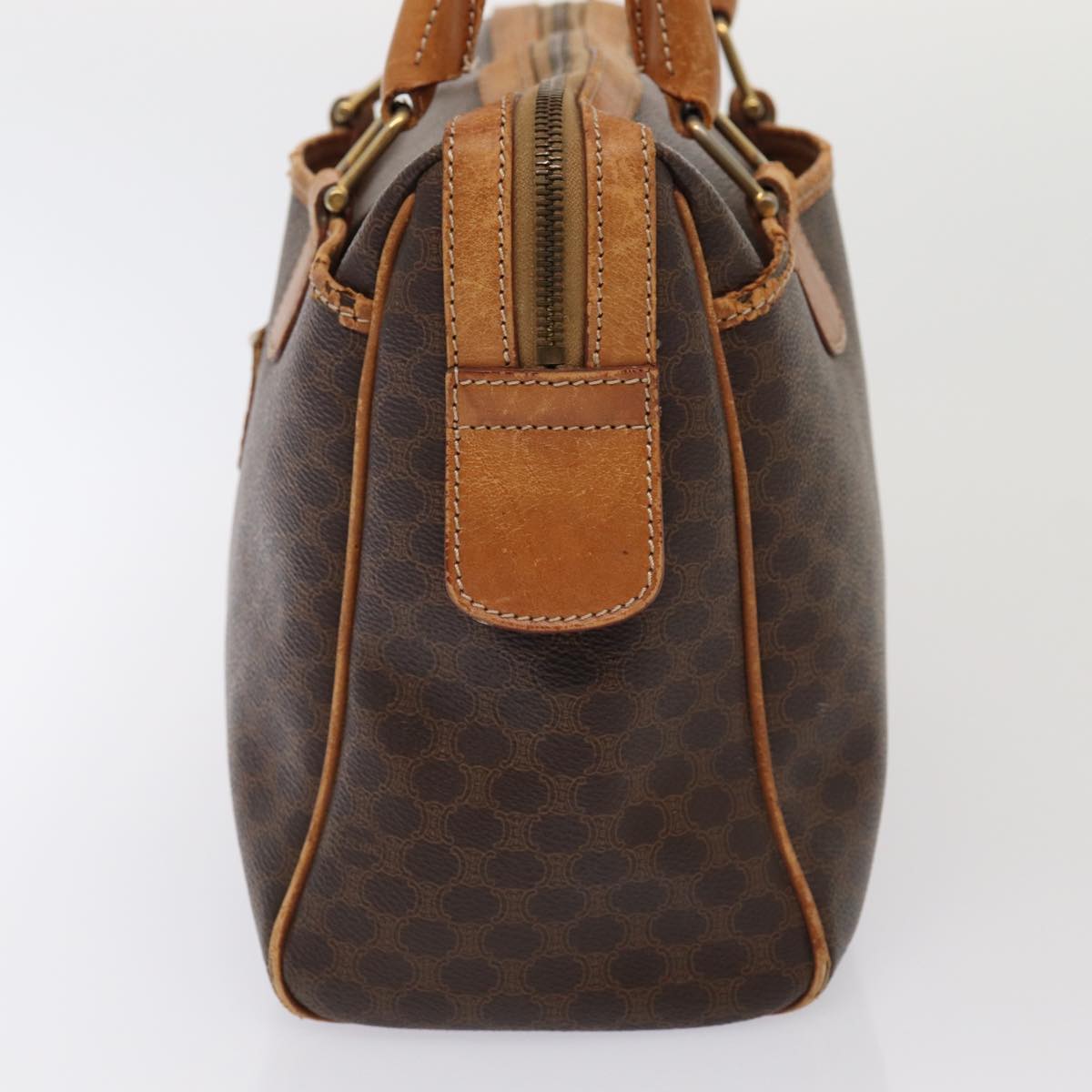 Luxury CELINE Macadam Canvas Shoulder Bag Hand Bag PVC Leather 2Set Brown fm3566