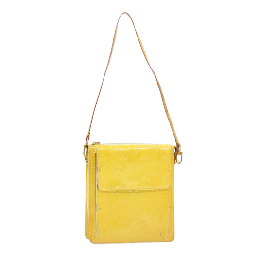 LOUIS VUITTON Monogram Vernis Motto Pouch Yellow M91059 LV Auth am016g