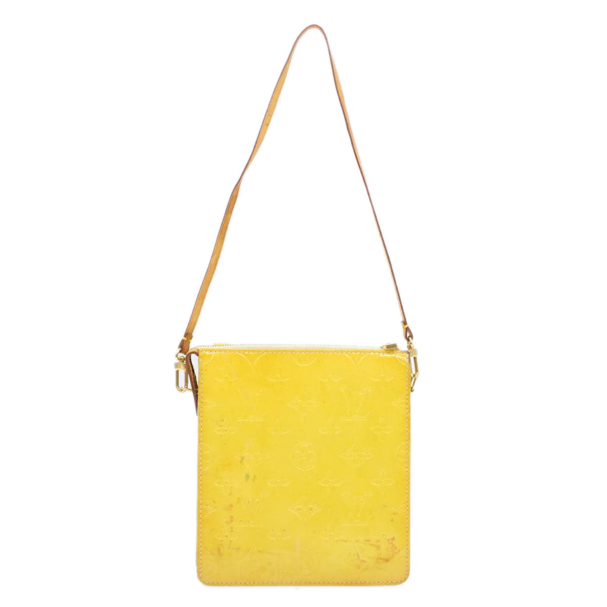 LOUIS VUITTON Monogram Vernis Motto Pouch Yellow M91059 LV Auth am016g