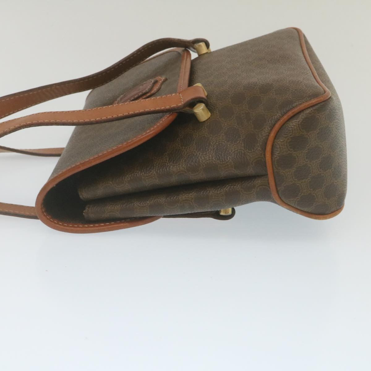 Luxury CELINE Macadam Canvas 2Way Shoulder Hand Bag PVC Leather Brown am2277g