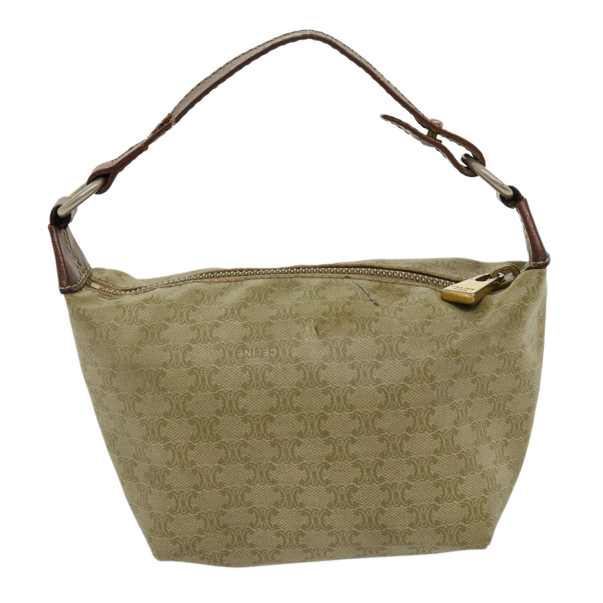 Luxury CELINE Macadam Canvas Hand Pouch PVC Leather Beige am2606g