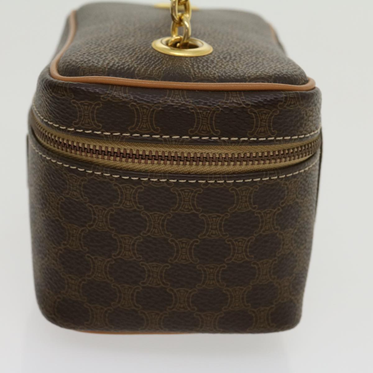 Luxury CELINE Macadam Canvas Vany Hand Bag PVC Leather Brown am2715g