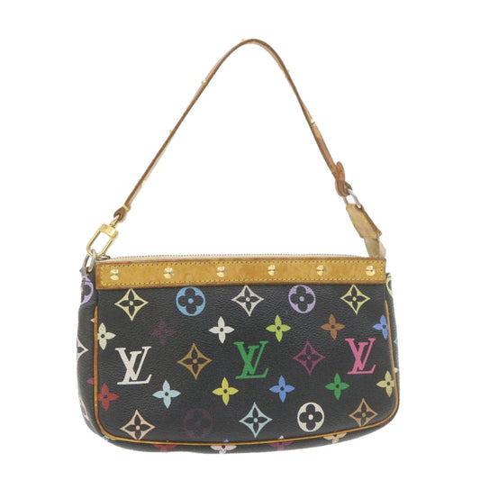 LOUIS VUITTON Multicolor Pochette Accessoires Pouch Black M92648 LV Auth am715g
