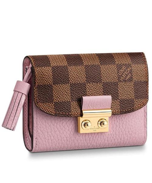 Louis Vuitton Croisette Compact Wallet Damier Ebene canvas w/ grained leather Magnolia