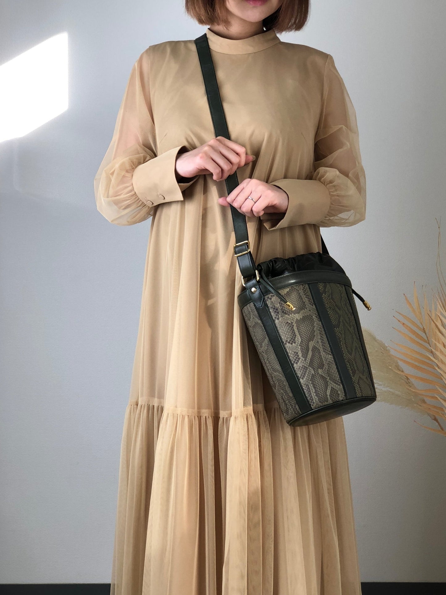 CELINE Bucket Leather Shoulder bag Brown