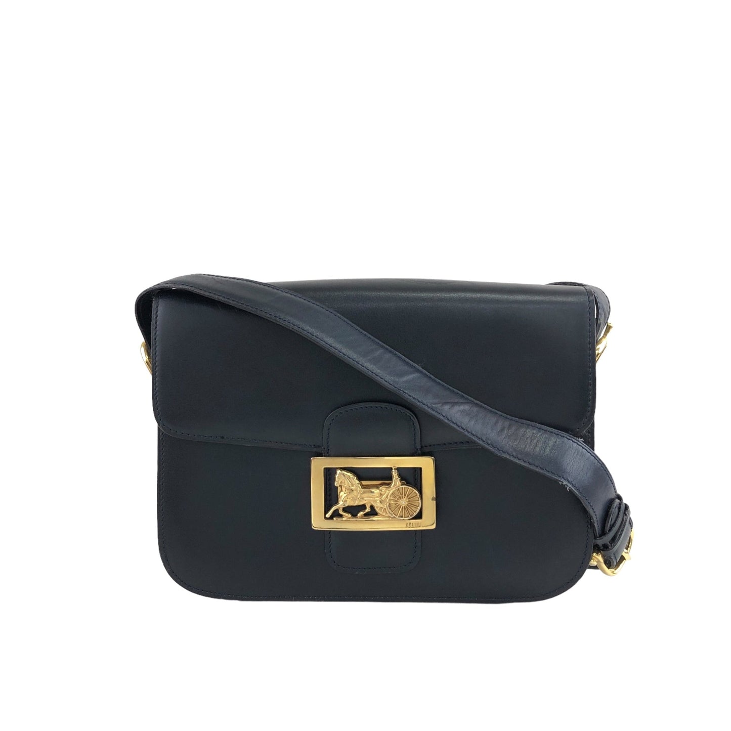 CELINE Horse Carriage Shoulder bag Navy 8fttsw