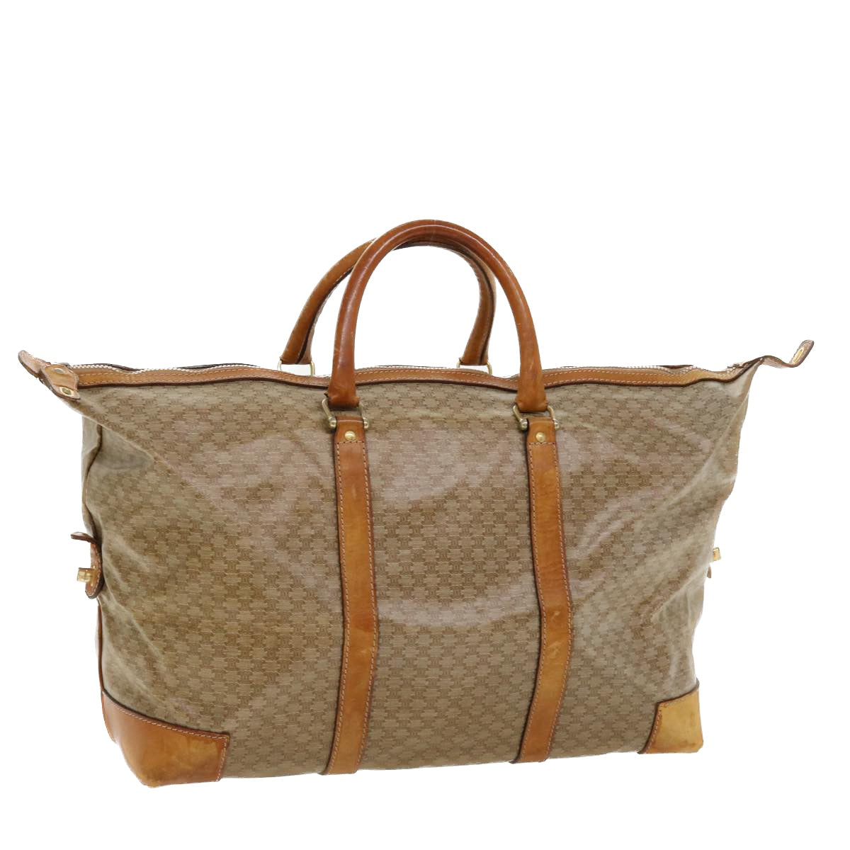 Luxury CELINE Macadam Canvas Boston Bag PVC Leather Beige im402