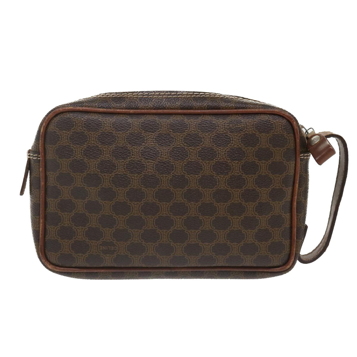 Luxury CELINE Macadam Canvas Pouch PVC Leather Brown im414