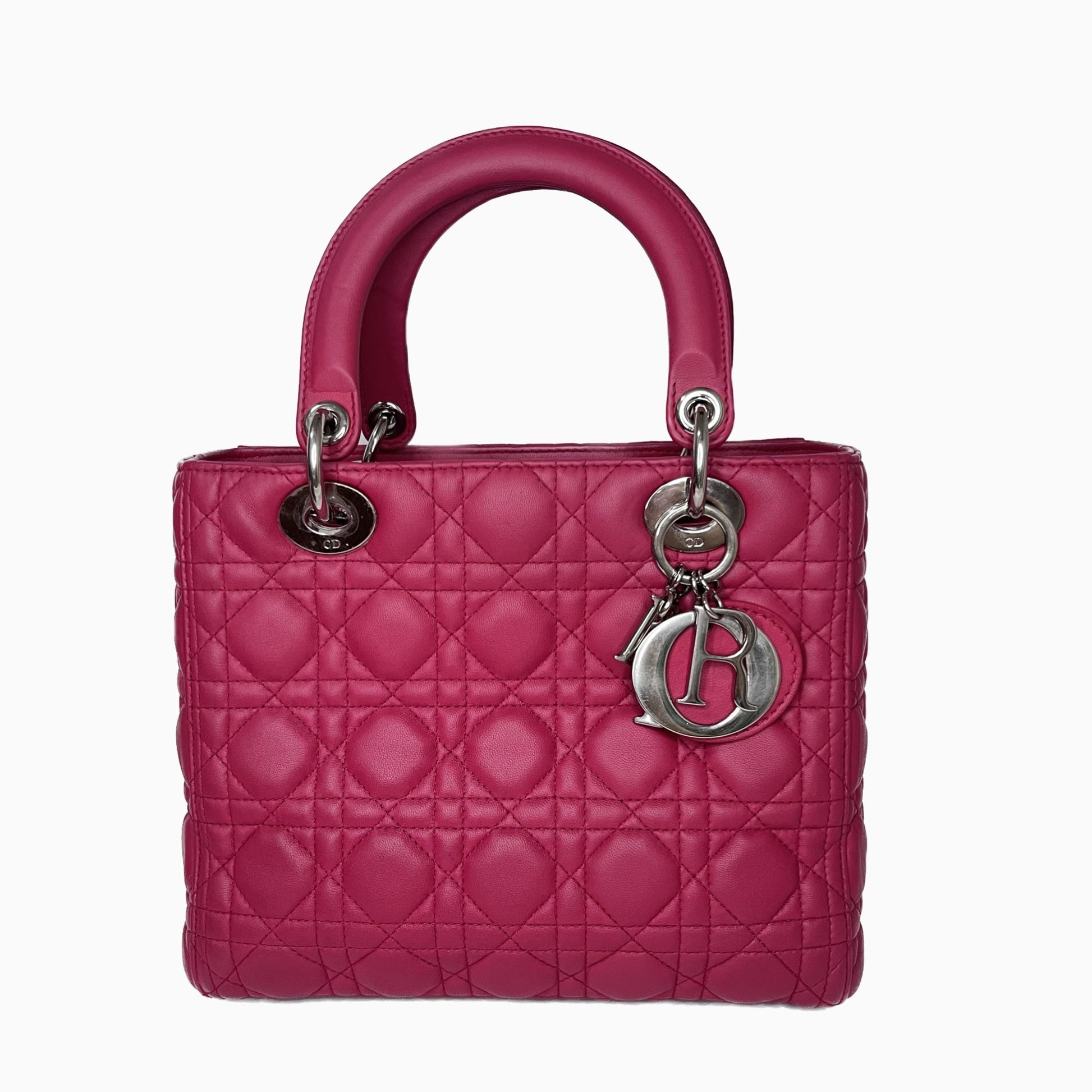Lady Dior Bag Medium Hot Pink Fuchsia Cannage Leather