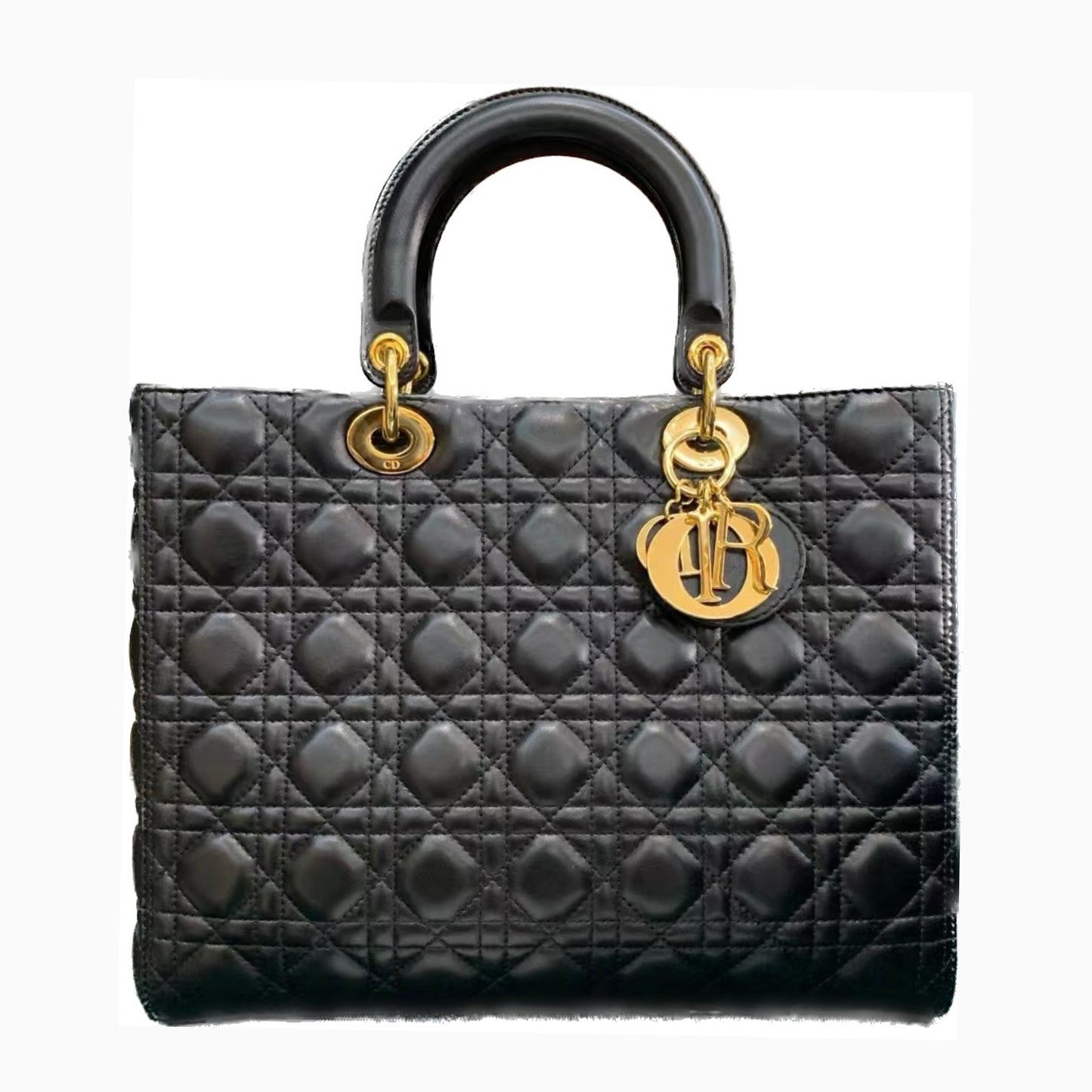 Lady Dior Large Bag Black Cannage Lambskin Leather with gold hardware