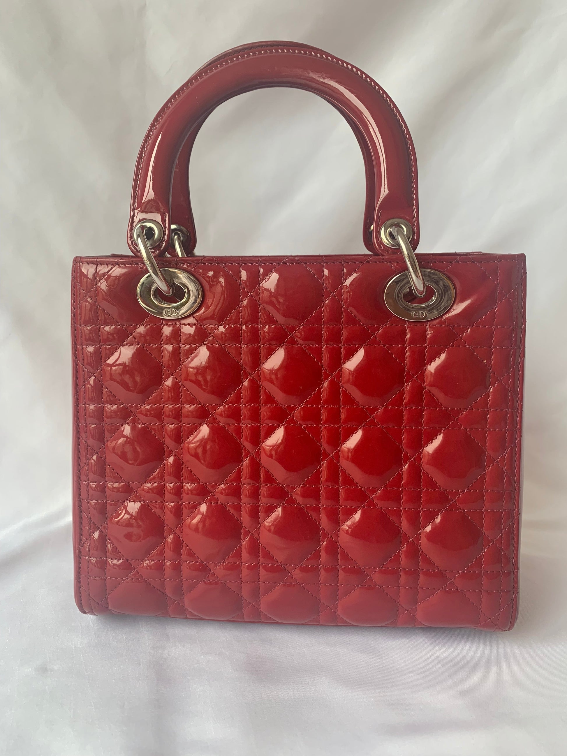 Lady Dior Medium Bag Red Patent Leather