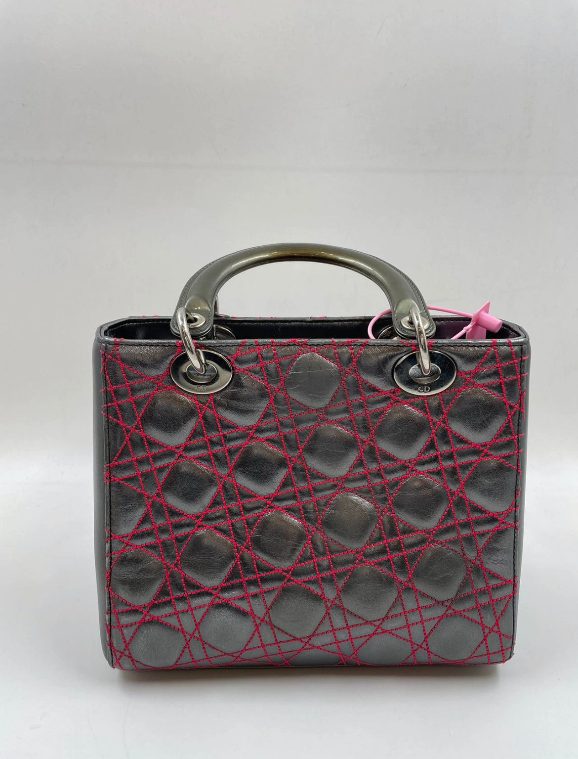Lady Dior Medium Gunmetal Grey Cannage Lambskin 2011 Limited Edition Handbag