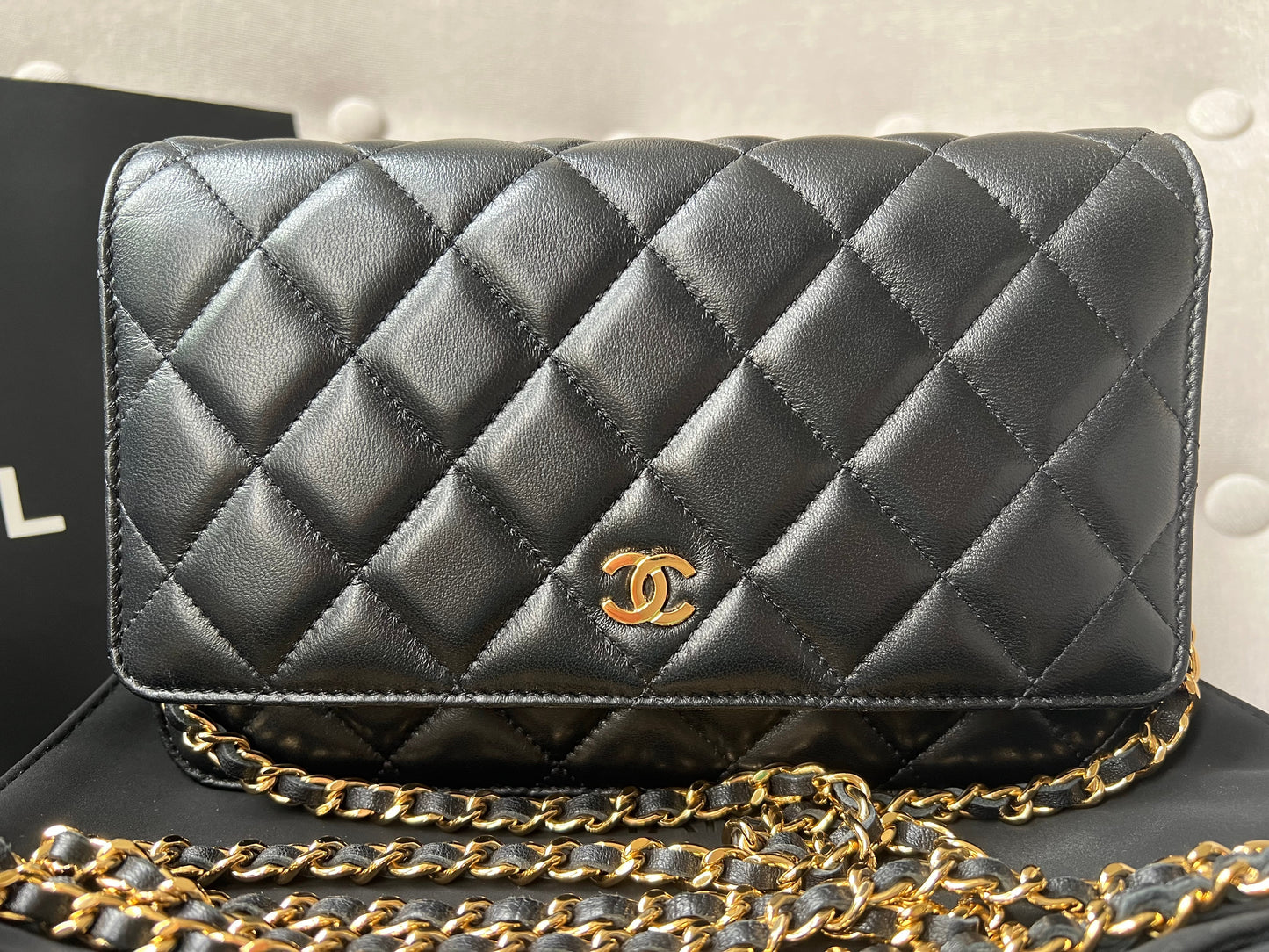 Chanel Black Lambskin Wallet on Chain Crossbody Bag - Rovelle Bags