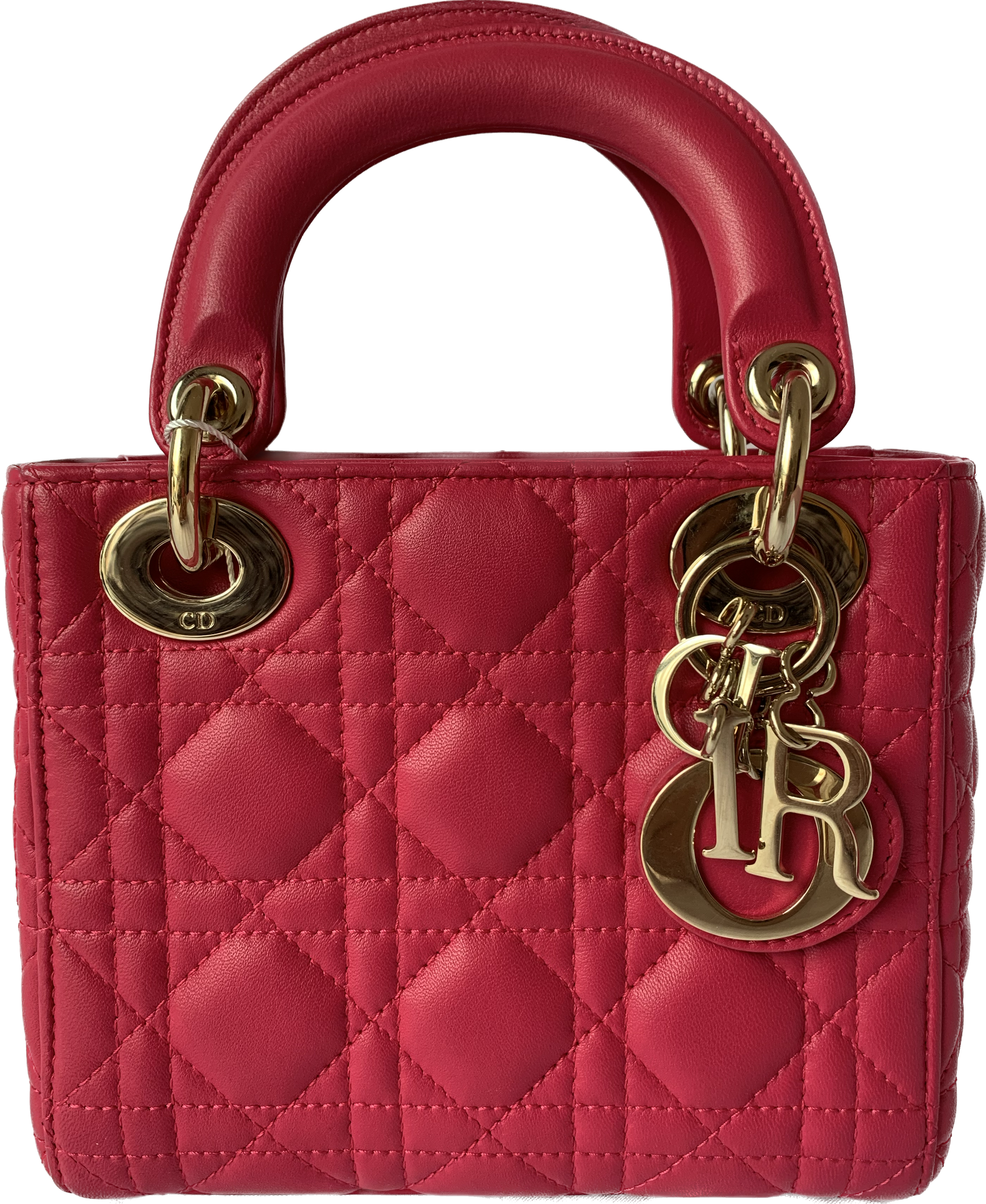 Lady Dior Pink Mini handbag Cannage Leather with strap