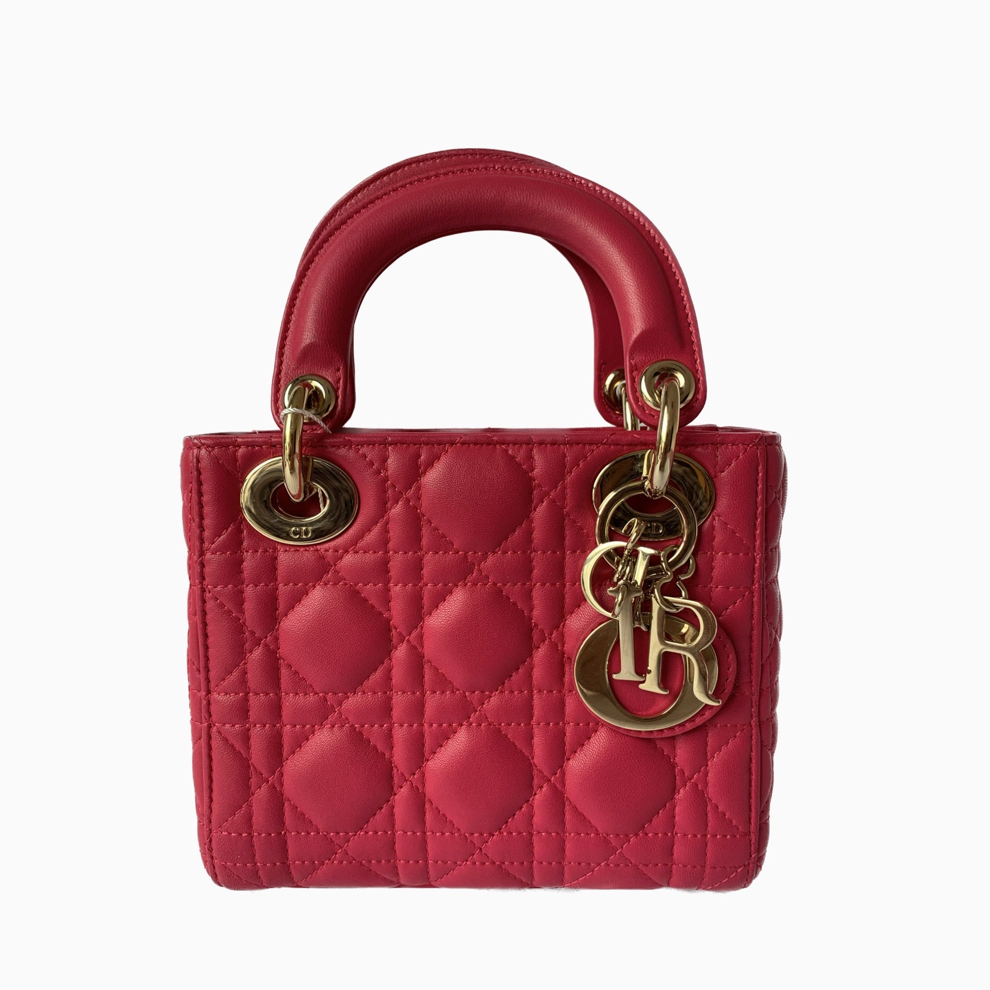 Lady Dior Pink Mini handbag Cannage Leather with strap