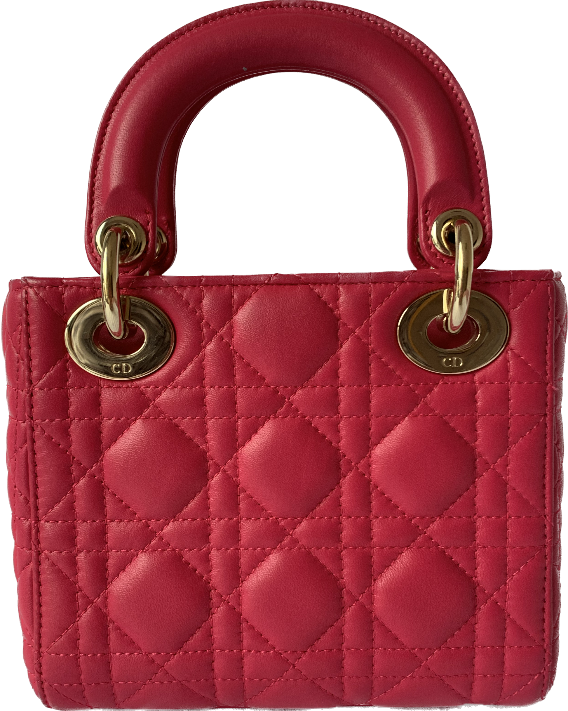 Lady Dior Pink Mini handbag Cannage Leather with strap