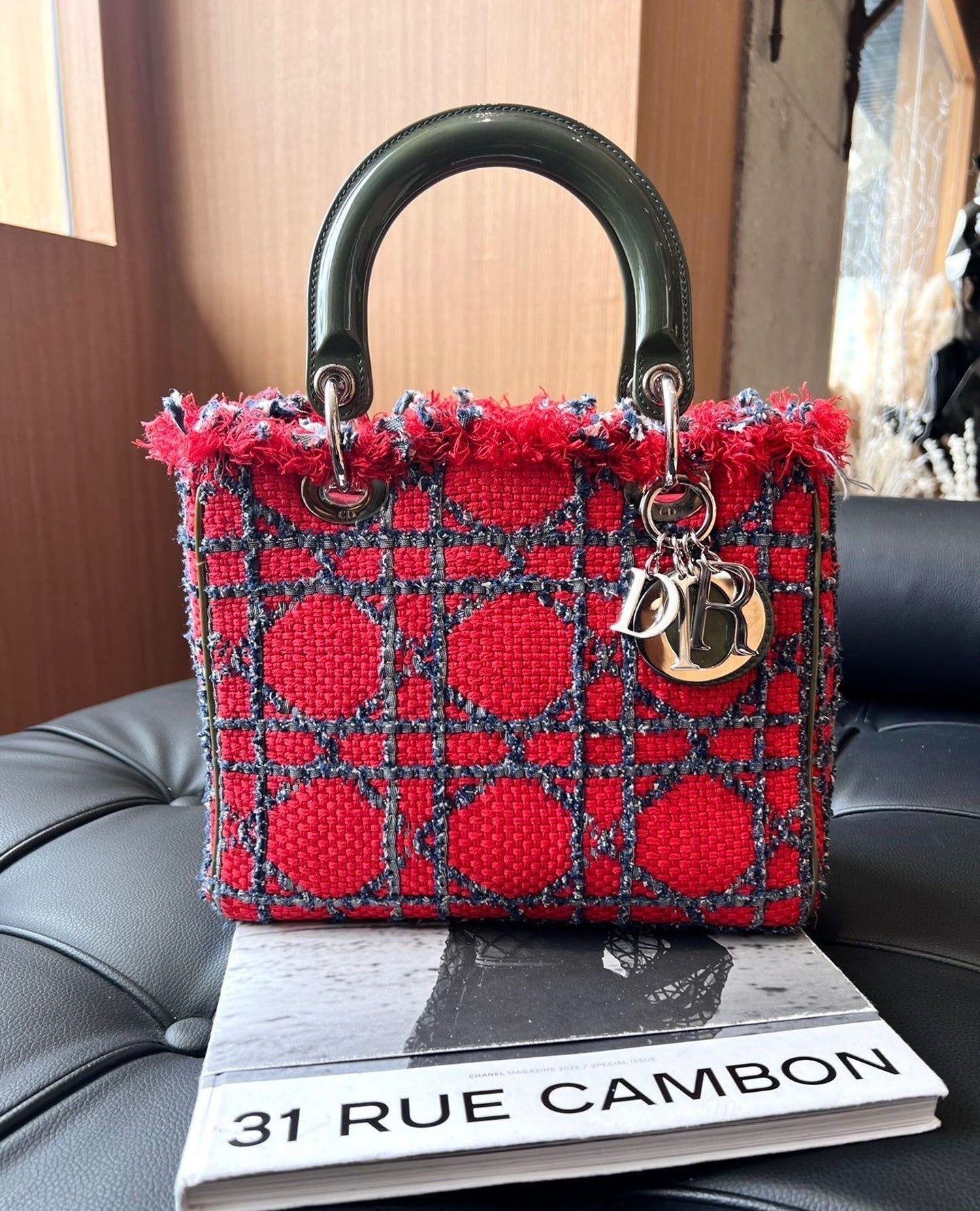 Lady Dior Medium Tweed Handbag