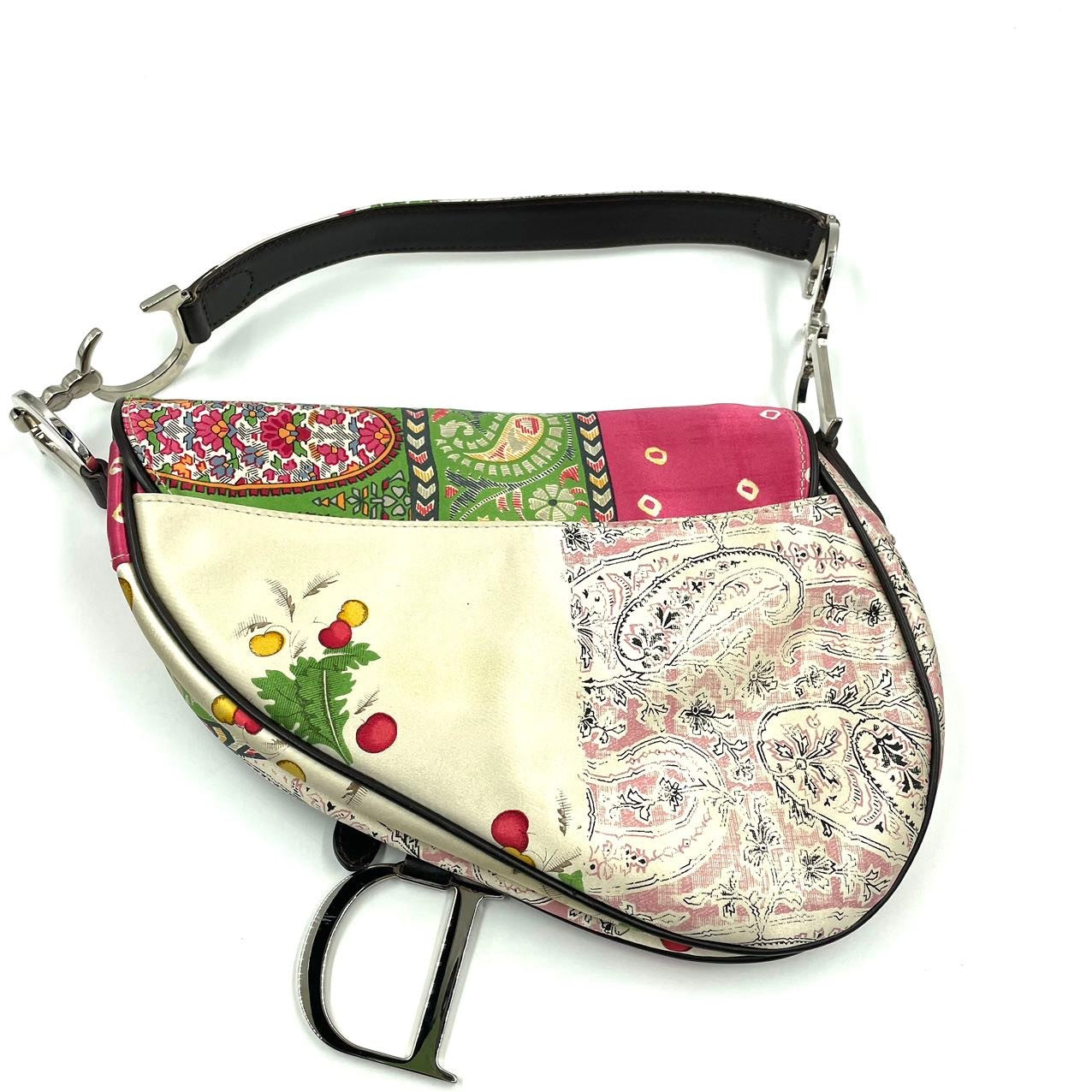 Super rare Dior Saddle Medium multicolor silk handbag
